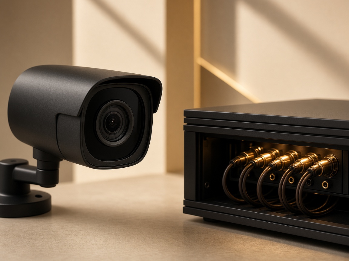 Security camera and tidy AV rack